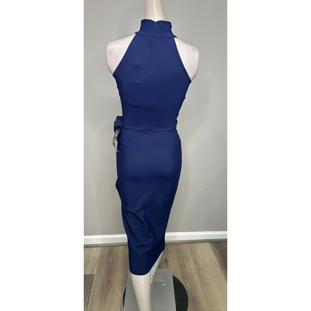 Chiara Boni La Petite Robe Halter Ruffle Midi Dress in Blue Notte US 2 $695 - Picture 10 of 14